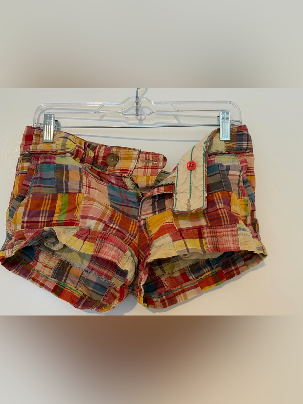 American Eagle Outfitters Multicolor Plaid Patchwork Jean Shorts
